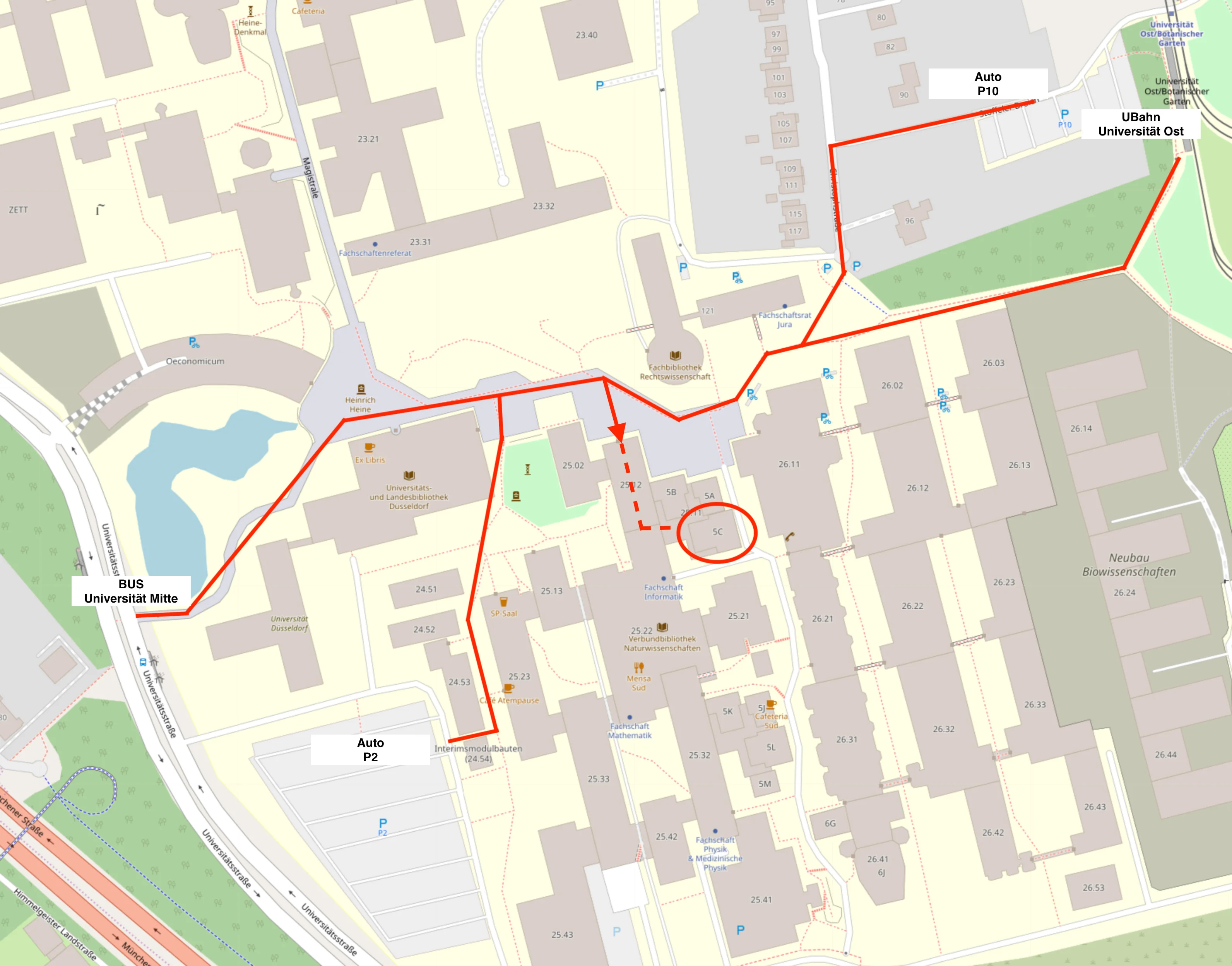 Campus-Plan der Heinrich-Heine-Universität Düsseldorf